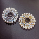 Natural Freshwater Pearl Brooch Rinestone Round Brooch Pins