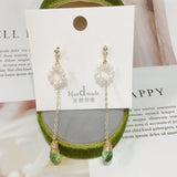 Crystal & Pearl Earrings 14k Plated Jewelry for Women