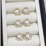 Freshwater Pearl Stud Earrings 14k Plated Personality Jewelry Women