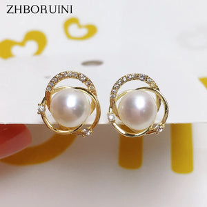 Freshwater Pearl Stud Earrings 14k Plated Personality Jewelry Women