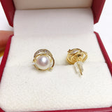 Freshwater Pearl Stud Earrings 14k Plated Personality Jewelry Women