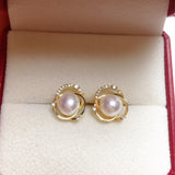 Freshwater Pearl Stud Earrings 14k Plated Personality Jewelry Women