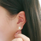 Freshwater Pearl Stud Earrings 14k Plated Personality Jewelry Women