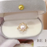 Flower Pearl Ring Freshwater Pearl 18K Plating Zircon Women Jewelry