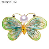 Natural Freshwater Pearl Brooch Enamel Butterfly Brooch