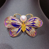 Natural Freshwater Pearl Brooch Enamel Butterfly Brooch