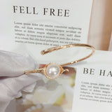 Zircon Leaf Bracelet with Freshwater Pearl