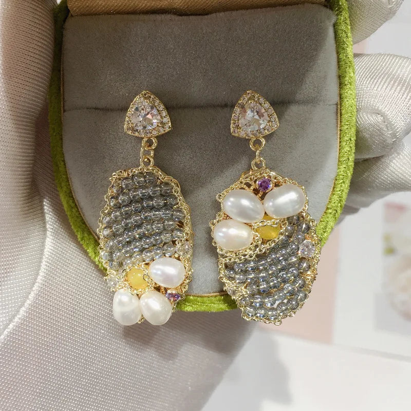 Freshwater Pearl Earrings 14K Plated Banquet Jewelry