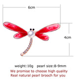Enamel Dragonfly Pearl Brooch Natural Freshwater Pearl