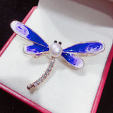 Enamel Dragonfly Pearl Brooch Natural Freshwater Pearl