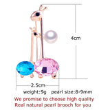 Double Deer Pearl Brooch for Women, Freshwater Pearl Jewelry