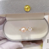 Real Freshwater Pearl Ring with AAA Zircon Women Jewel