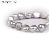 Grey Pearl Bracelet Crystal Ball Baroque Charm Bracelet