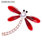Dragonfly Pearl Brooch Rhinestone Breastpin Jewelry for Women