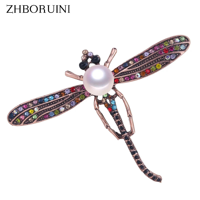 Dragonfly Pearl Brooch Natural Freshwater Pearl Jewelry For Women