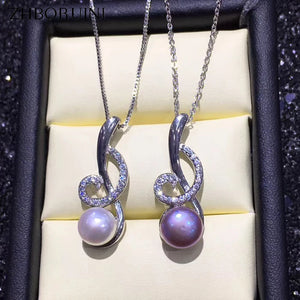 Musical Note Pearl Pendant Necklace 925 Sterling Silver Jewelry for Women