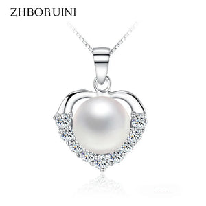 925 Sterling Silver Pearl Necklace for Women Heart Pendant Gift