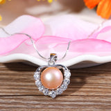 925 Sterling Silver Pearl Necklace for Women Heart Pendant Gift