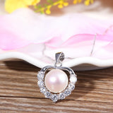 925 Sterling Silver Pearl Necklace for Women Heart Pendant Gift