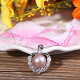 925 Sterling Silver Pearl Necklace for Women Heart Pendant Gift