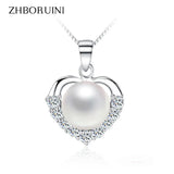 925 Sterling Silver Pearl Necklace for Women Heart Pendant Gift