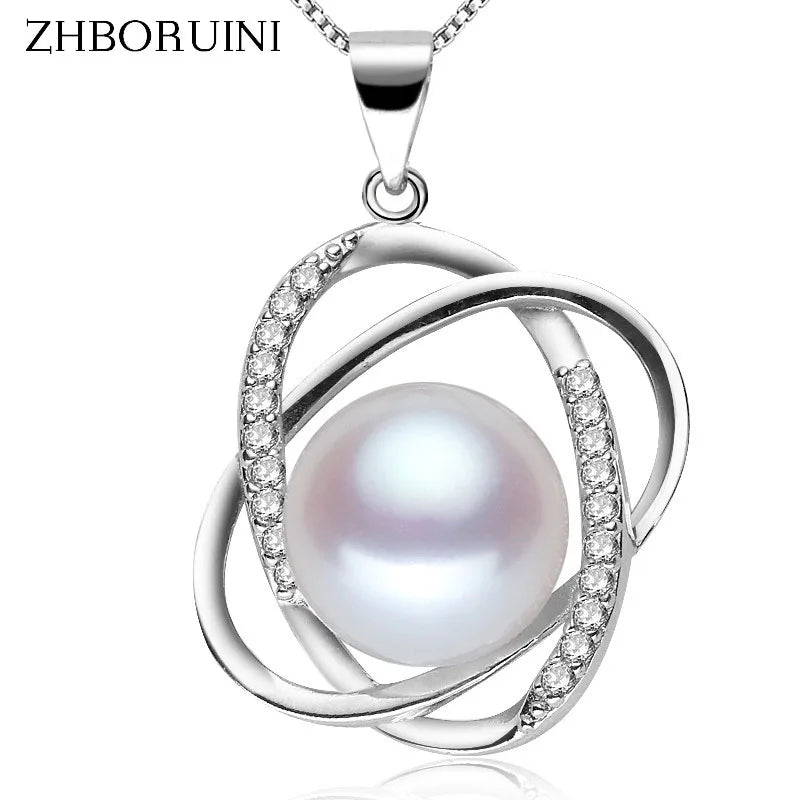 925 Sterling Silver Pearl Necklace Women's Jewelry Freshwater Pearl Pendant