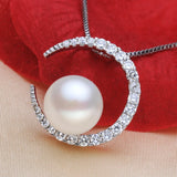 Freshwater Pearl Moon Pendant 925 Sterling Silver Jewelry for Women