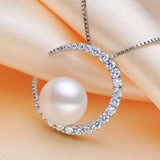 Freshwater Pearl Moon Pendant 925 Sterling Silver Jewelry for Women