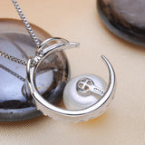 Freshwater Pearl Moon Pendant 925 Sterling Silver Jewelry for Women