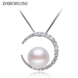 Freshwater Pearl Moon Pendant 925 Sterling Silver Jewelry for Women