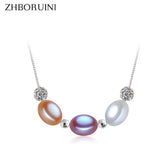 Freshwater Pearl Necklace Multicolour Pendant 925 Sterling Silver Jewelry
