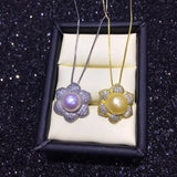 Freshwater Pearl Flower Pendant 925 Sterling Silver Necklace
