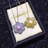 Freshwater Pearl Flower Pendant 925 Sterling Silver Necklace