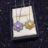 Freshwater Pearl Flower Pendant 925 Sterling Silver Necklace