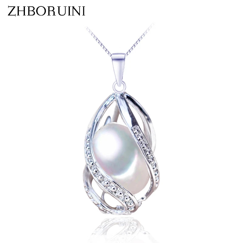925 Silver Pearl Necklace Jewelry Women Freshwater Pearl Pendant