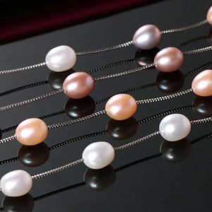 925 Sterling Silver Babysbreath Pearl Necklace for Women