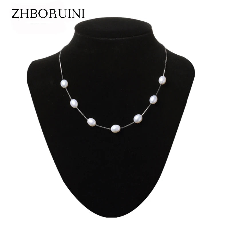 925 Sterling Silver Babysbreath Pearl Necklace for Women