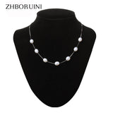 925 Sterling Silver Babysbreath Pearl Necklace for Women