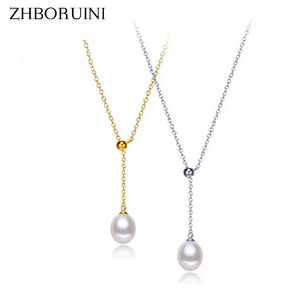 Freshwater Pearl Necklace Adjustable Pendant 925 Sterling Silver Jewelry