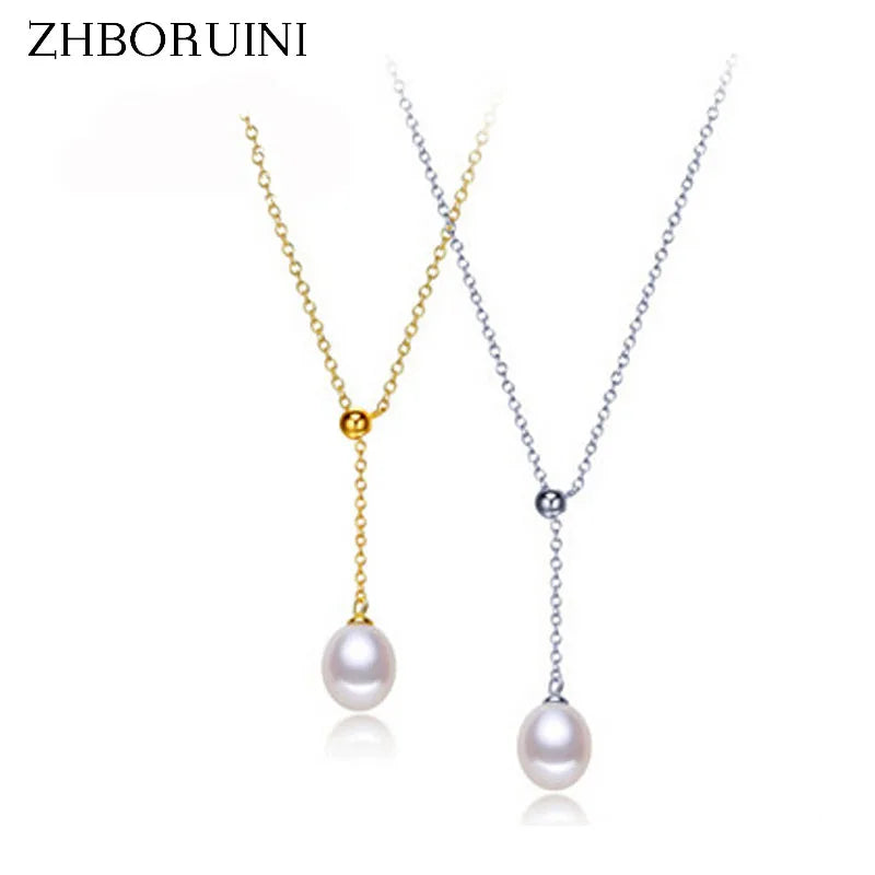 Freshwater Pearl Necklace Adjustable Pendant 925 Sterling Silver Jewelry