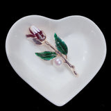Enamel Flower Pearl Brooch Women Wedding Accessory