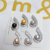 Pearl Feather Necklace 925 Silver Women Pendant