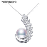 Pearl Feather Necklace 925 Silver Women Pendant