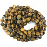 High Glossy Tiger Eye Natural Stones Round Cake Shape Loose Beads Strand