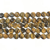 High Glossy Tiger Eye Natural Stones Round Cake Shape Loose Beads Strand