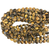 High Glossy Tiger Eye Natural Stones Round Cake Shape Loose Beads Strand
