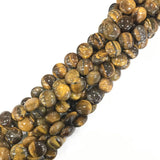High Glossy Tiger Eye Natural Stones Round Cake Shape Loose Beads Strand