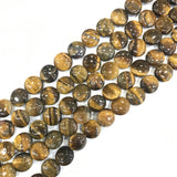 High Glossy Tiger Eye Natural Stones Round Cake Shape Loose Beads Strand
