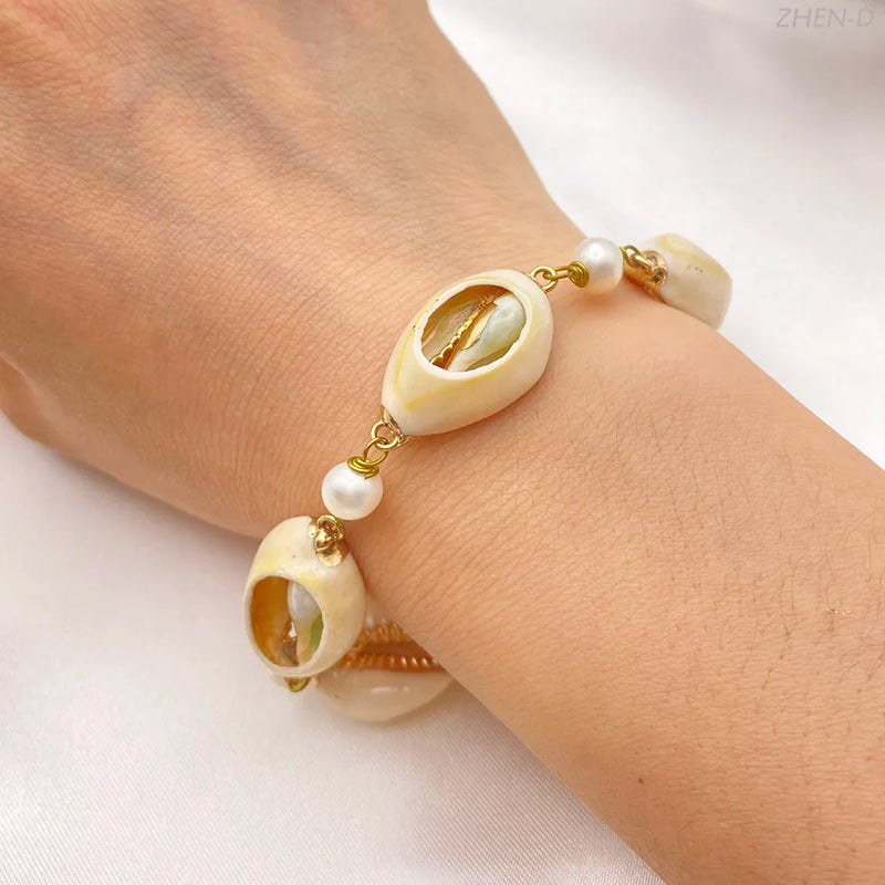 Natural Freshwater Pearl Shell Bracelet Gift for Women