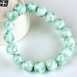ZHEN-D Green Sea Stone Crystal Gemstone Bracelet for Men Women